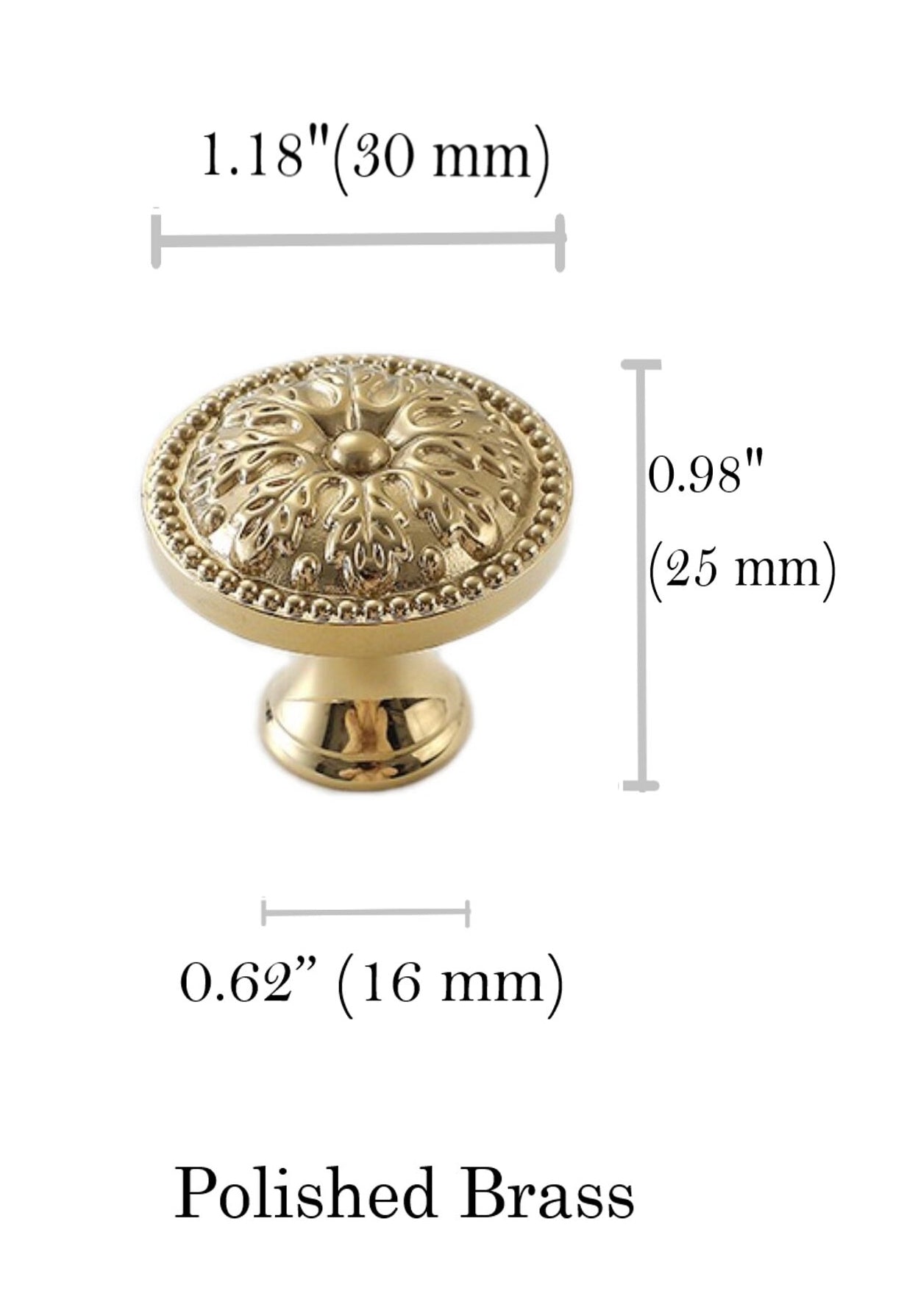 Floral Brass Knobs, Flower Cabinet Pulls, Gold Silver Bronze