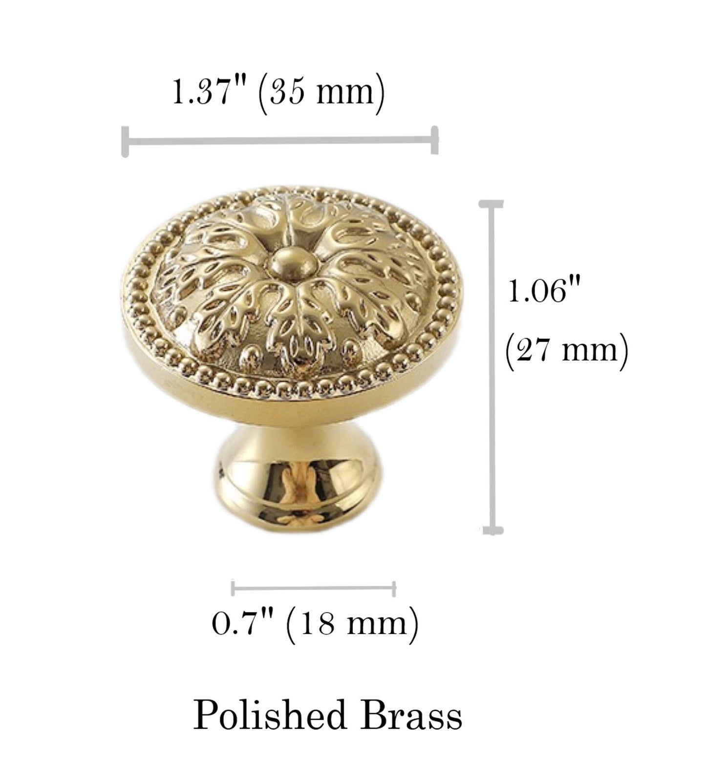 Floral Brass Knobs, Flower Cabinet Pulls, Gold Silver Bronze