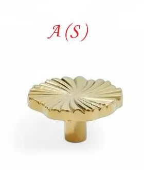 Brass Sunburst Half Circle Drawer Pulls w. Matching Knobs, Contemporary Kitchen Hardware