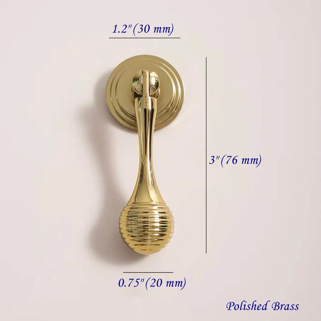 3" Long Pendant Drop Drawer Pulls, Solid Brass, Teardrop Cabinet Knob