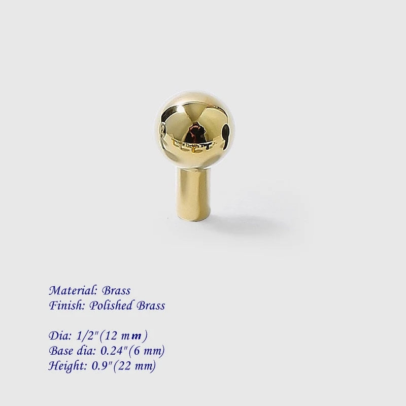 1/2" Dia Small Brass Knob | Tiny Drawer Pulls | Mini Jewelry Box Knobs