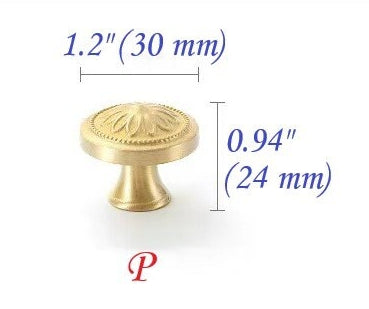 Brass Flower Patterned Knobs, Floral Drawer Pulls, Brushed Gold, Kitchen Cabinet Hardware