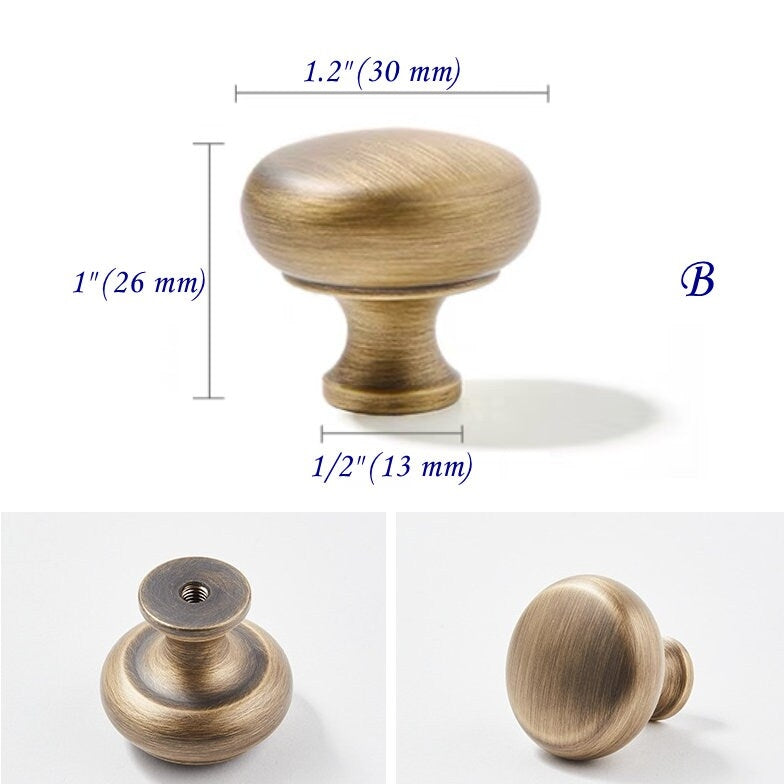 Boutons en bronze avec plaque arrière Quincaillerie d'armoire de cuisine en laiton massif