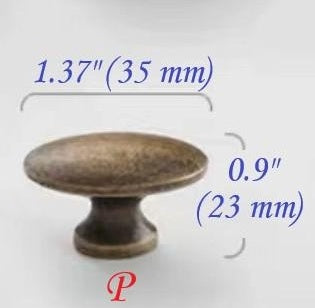 Classic Antique Bronze Cabinet Knob, Solid Brass, Retro Vintage Victorian Rustic Kitchen Hardware