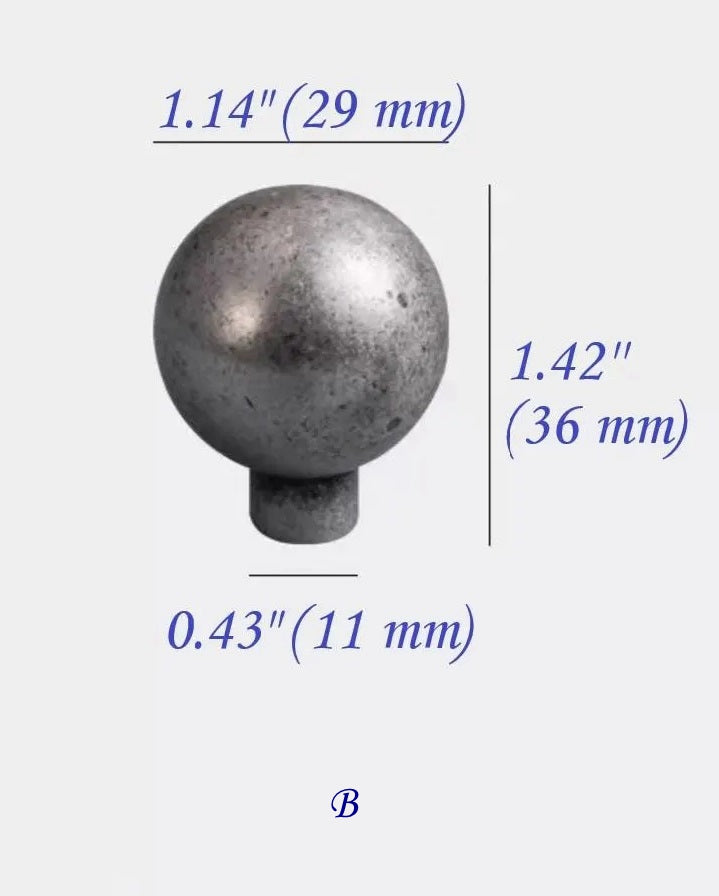 Pewter Ball Knob Solid Brass