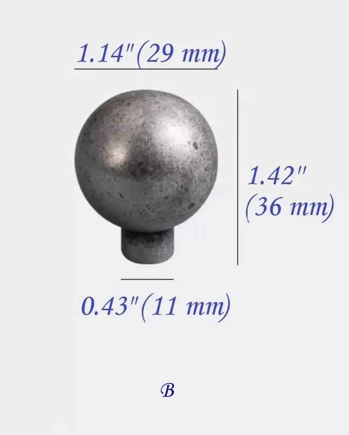 Antique Pewter Brass Cabinet Ball Knobs - Rustic/Industrial Decor