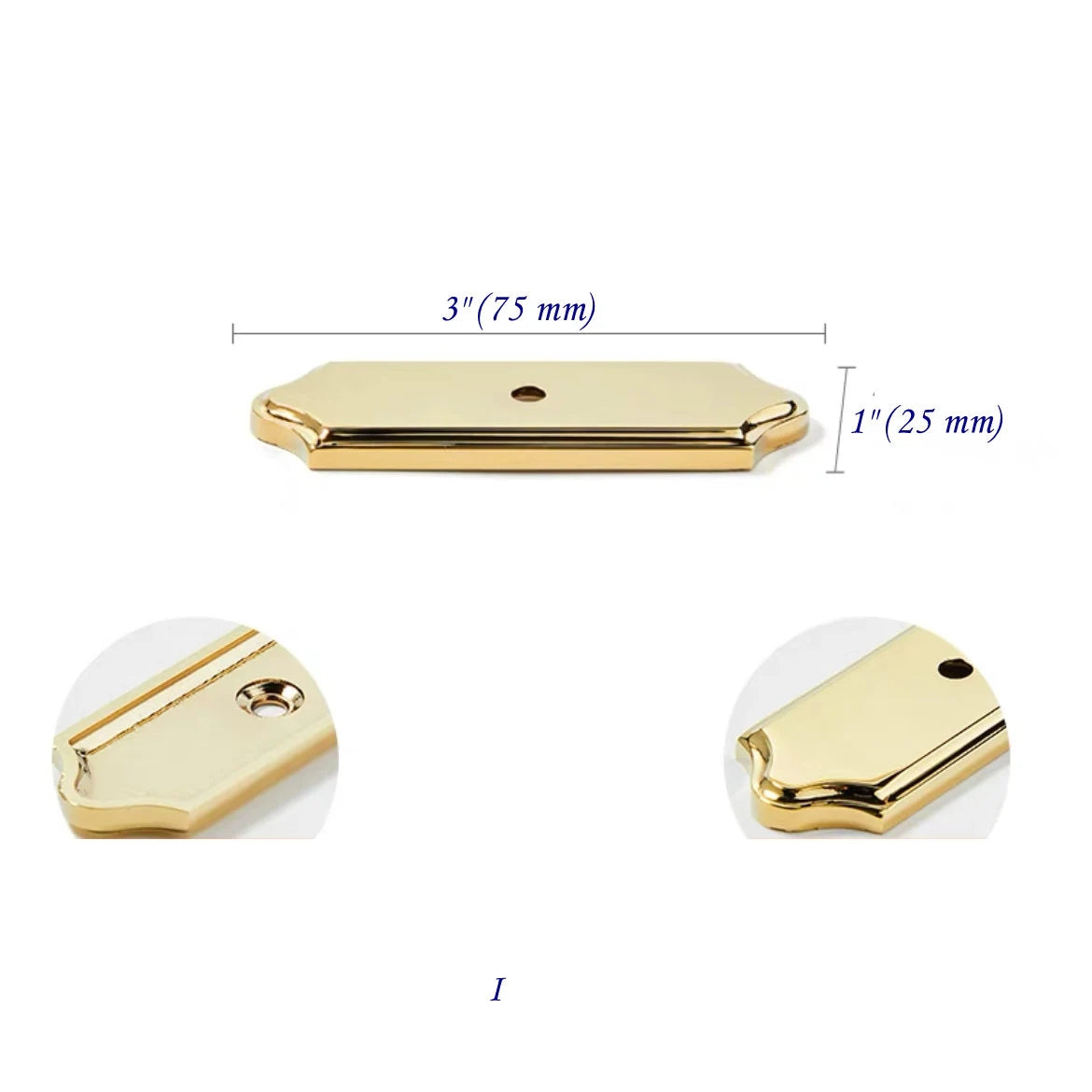 Polished Brass backplate for Drawer Knobs and Cabinet Pulls Hardware 75 mm