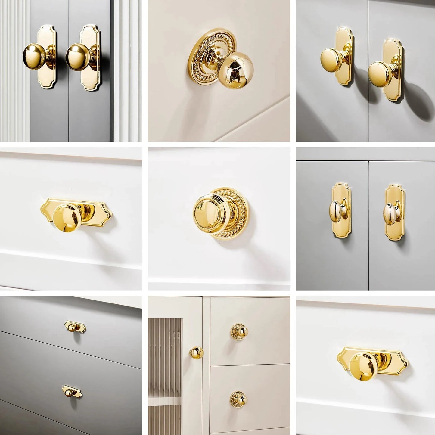 Polished Brass Drawer Knobs Backplate Cabinet Pulls Dresser Handles Kitchen Hardware