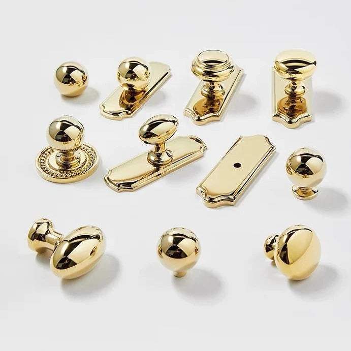 Polished Gold Brass dresser Drawer Pull with Backplate