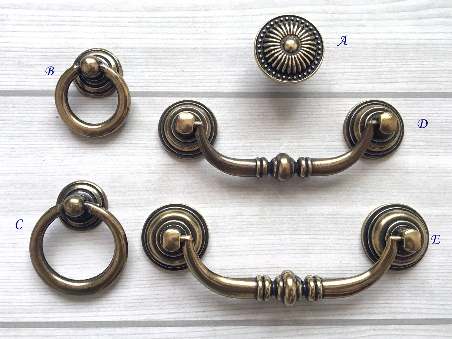 3,5" 4,25" Zentren Antik Silber Swing Bail Griff & Anhänger Drop Ring Pull