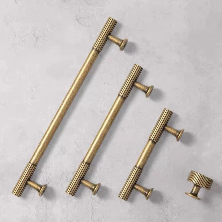 Antique Bronze Fluted Cabinet Pulls, Knurled Drawer Knobs, Kitchen Hardware