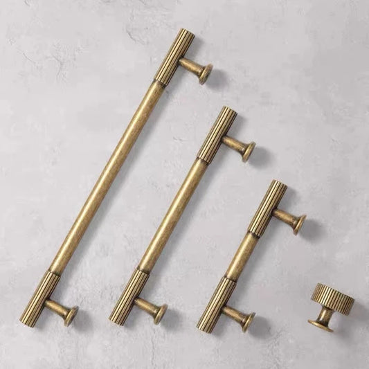 Antique Bronze Fluted Cabinet Pulls, Knurled Drawer Knobs, Kitchen Hardware