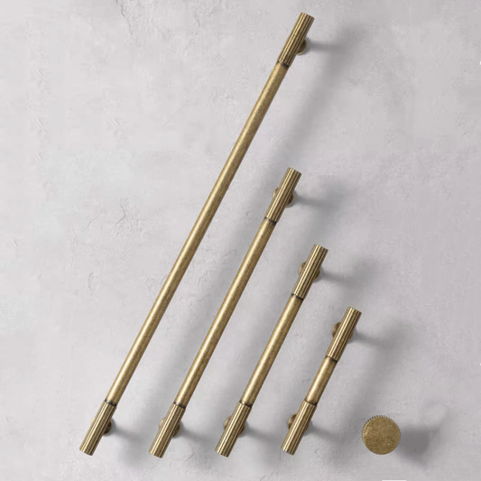 Antique Bronze Fluted Cabinet Pulls, Knurled Drawer Knobs, Kitchen Hardware