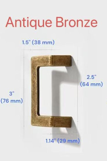 2.5" 3.75" U Turn Drawer Pull Handles, Antique Bronze, Brushed Gold, Matte Black