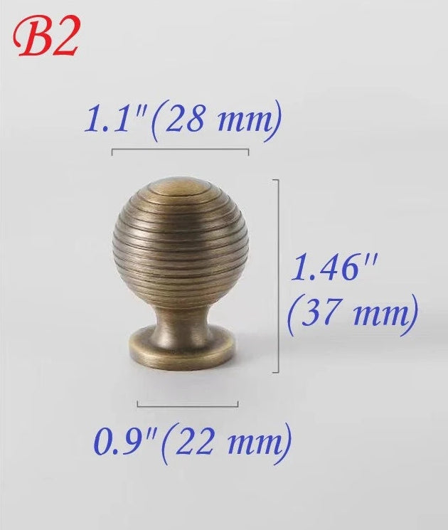 Beehive Brass Knobs Spherical Cabinet Pull Gold Bronze Black