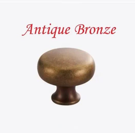 Solid Brass Round Cabinet Knob with Backplate Brushed Gold Nickel Silver Antique Bronze