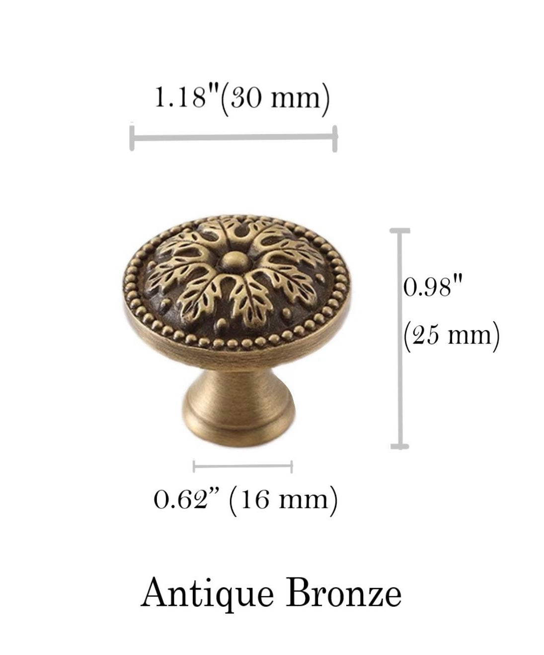 Floral Brass Knobs, Flower Cabinet Pulls, Gold Silver Bronze