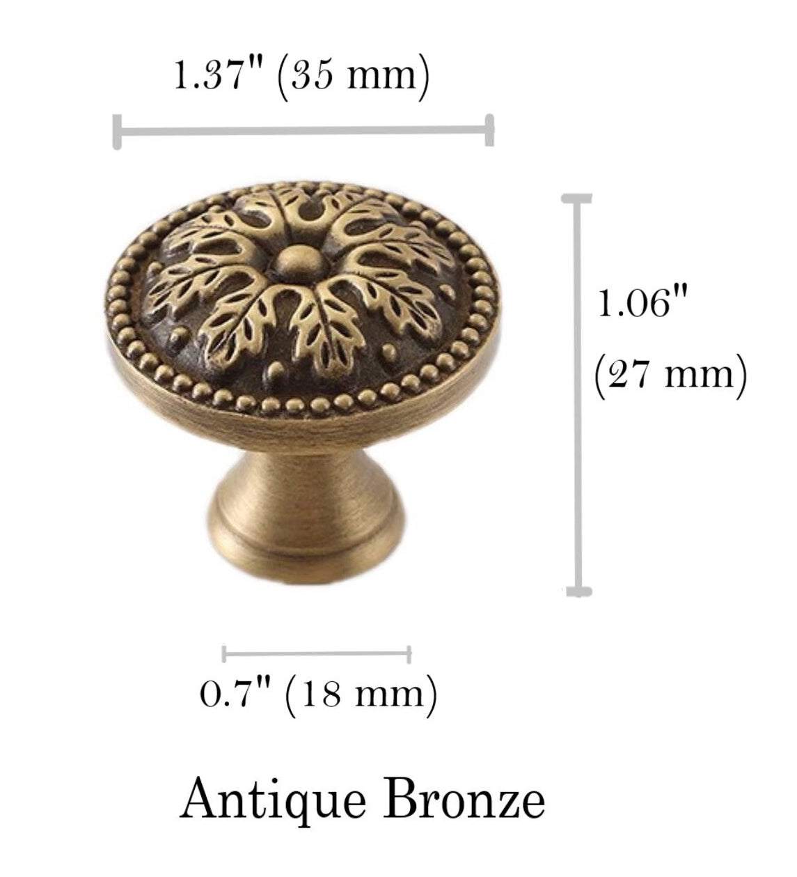 Floral Brass Knobs, Flower Cabinet Pulls, Gold Silver Bronze