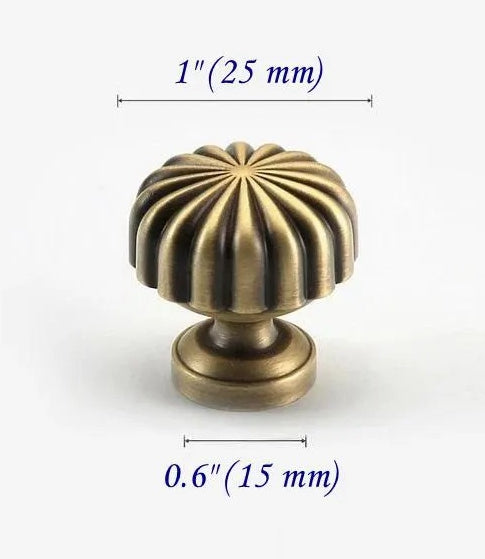 Brass Pumpkin Cabinet Knob, Gold Chrome Antique Bronze