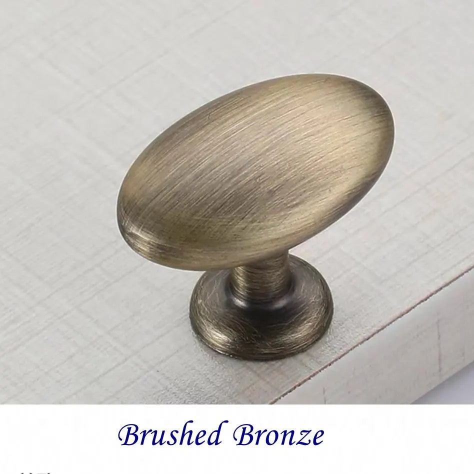 Oval Drawer Knob, Polished Gold Nickel Chrome Bronze, 1.3" Long