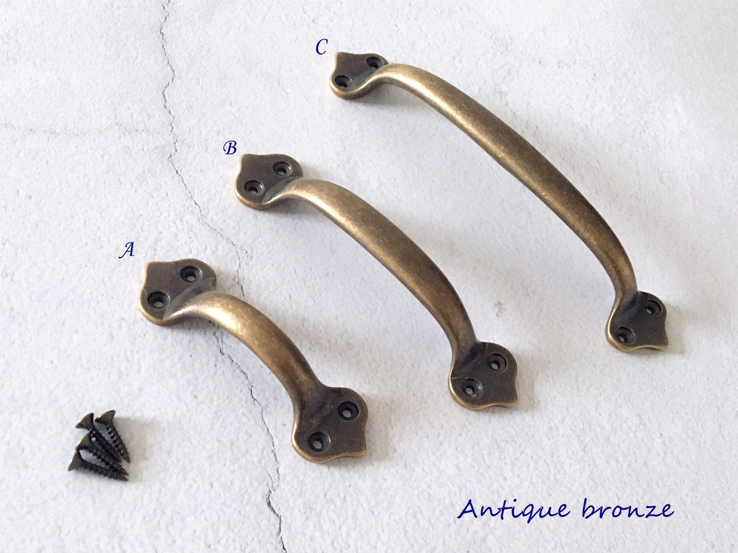 Brass Drawer Pulls, Front Screws, Unlaquered Brass, Brushed Gold, Antique Bronze