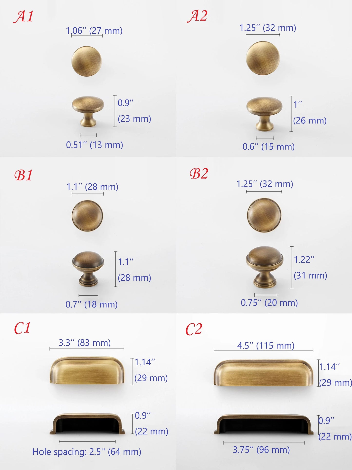 Brass Cup Drawer Pulls 2.5" 3.75" - 6 Finishes | LynnsHardware