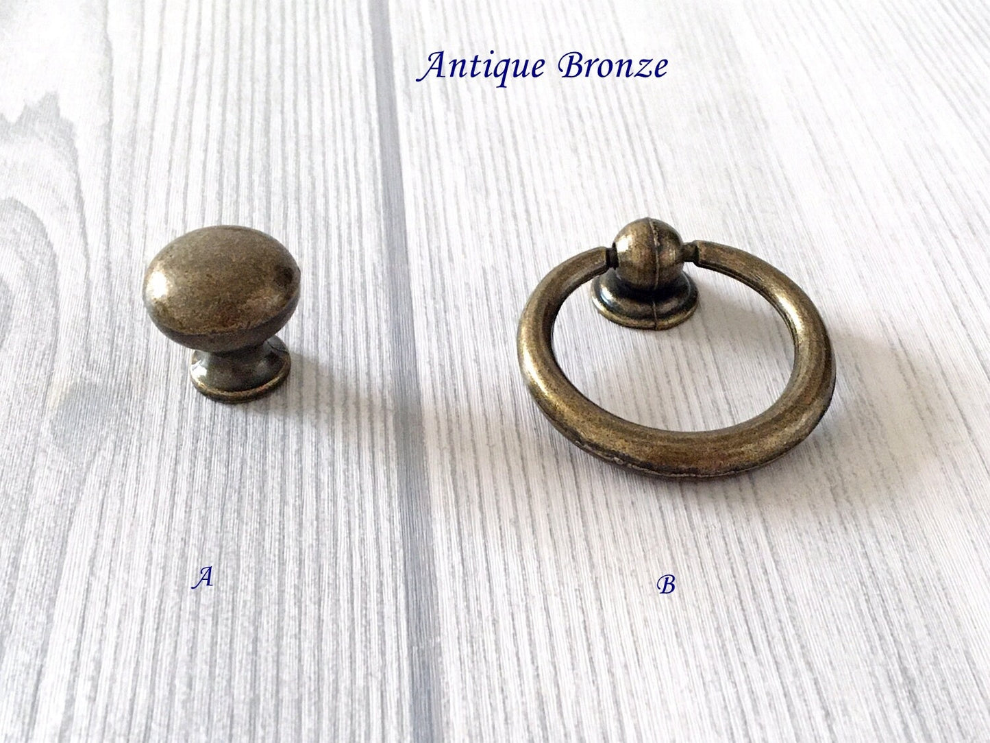 Drop Ring Drawer Pulls with Small Knobs, Antique Bronze Black