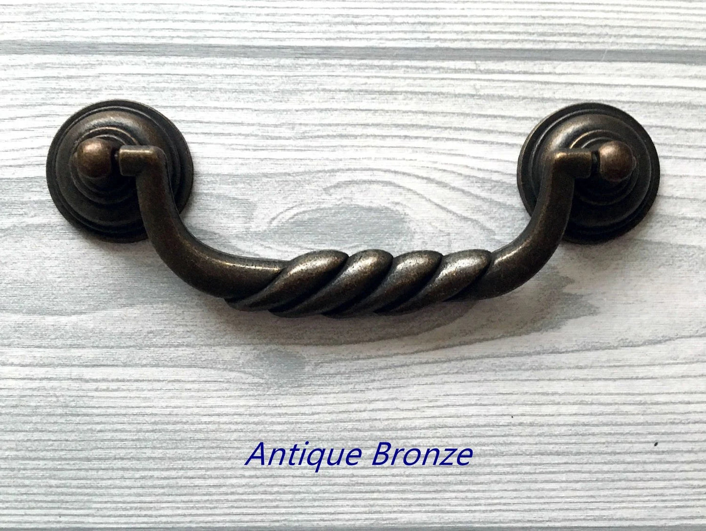 4.5" Drawer Pull Drop Bail, Vintage Style, Antique Pewter Black Bronze