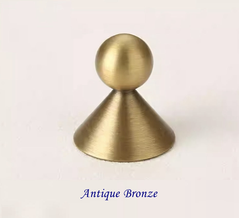 Ball Brass Knob with Conical Base, Drawer Pulls, Chrome Bronze Gold, Scandinavian Kitchen Cabinet Hardware