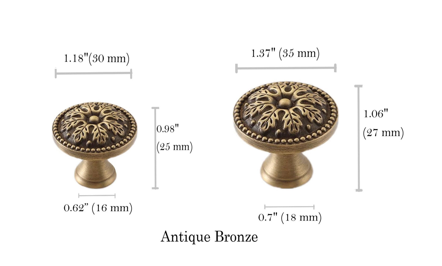 Floral Brass Knobs, Flower Cabinet Pulls, Gold Silver Bronze