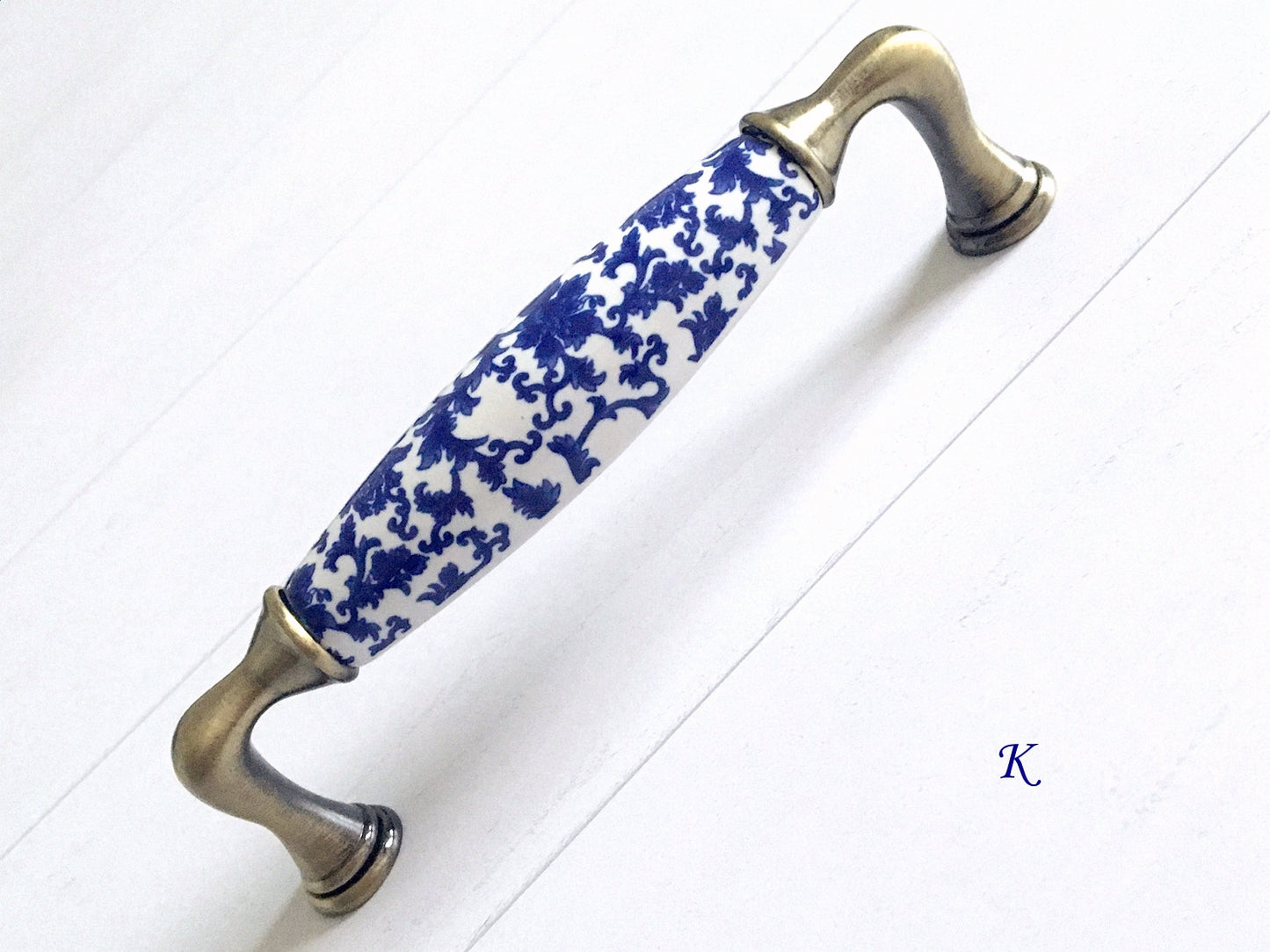 Poignées de tiroir en porcelaine bleu blanc, poignées de cuisine orientales, boutons chinoiserie