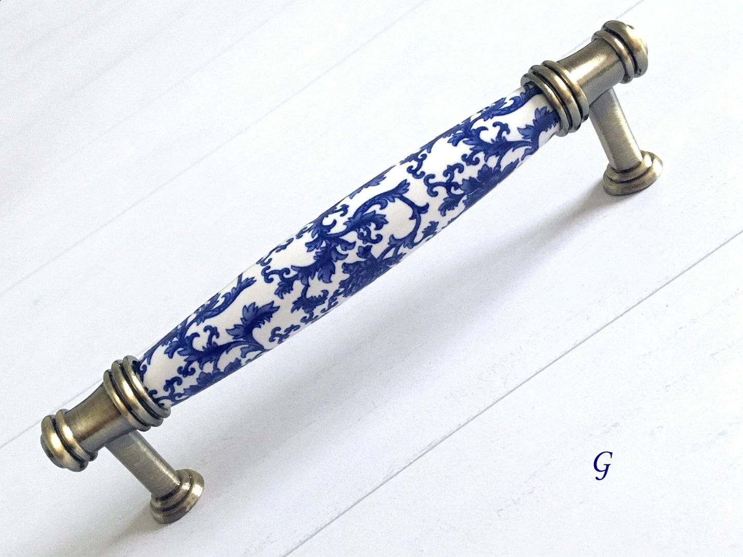Poignées de tiroir en porcelaine bleu blanc, poignées de cuisine orientales, boutons chinoiserie