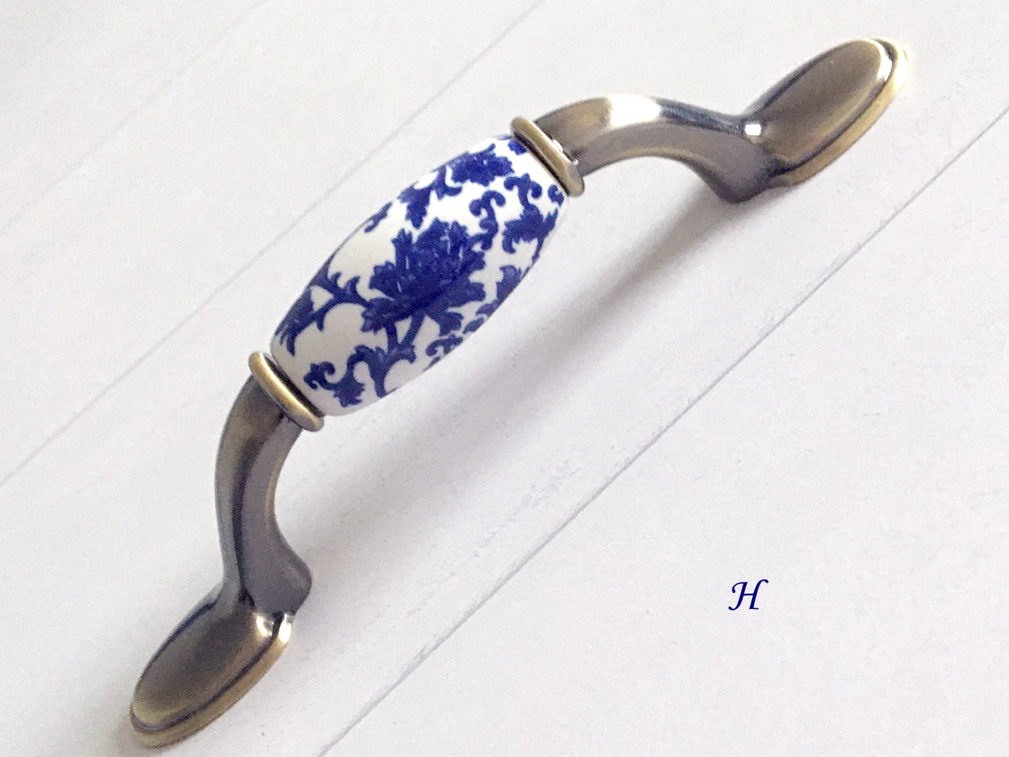 Poignées de tiroir en porcelaine bleu blanc, poignées de cuisine orientales, boutons chinoiserie