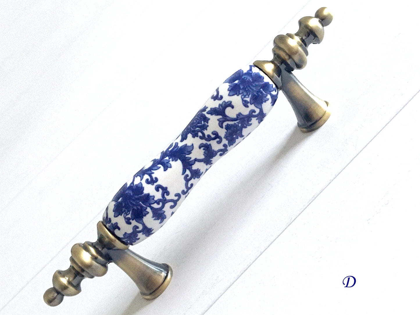 Poignées de tiroir en porcelaine bleu blanc, poignées de cuisine orientales, boutons chinoiserie