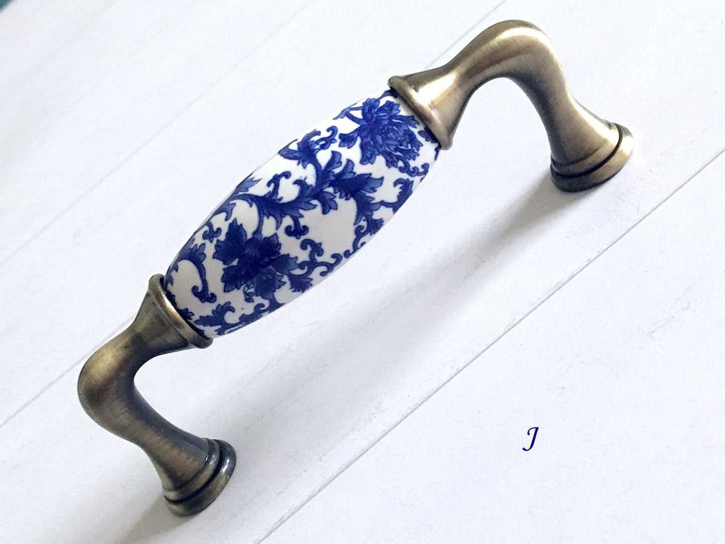 Poignées de tiroir en porcelaine bleu blanc, poignées de cuisine orientales, boutons chinoiserie