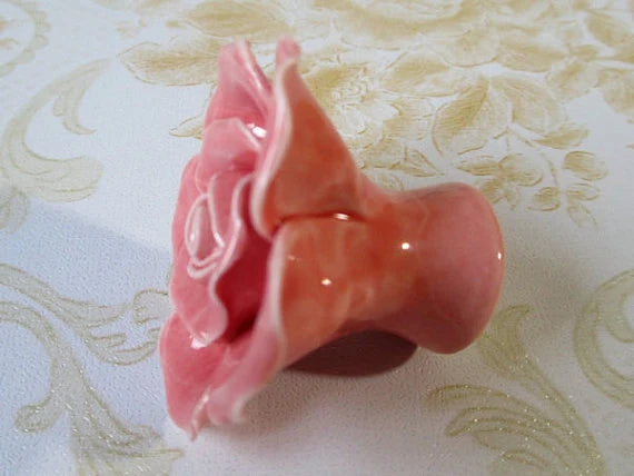 Pink Rose Drawer Pulls, Flower Knobs, Floral Kitchen Cabinet Hardware, Handmade