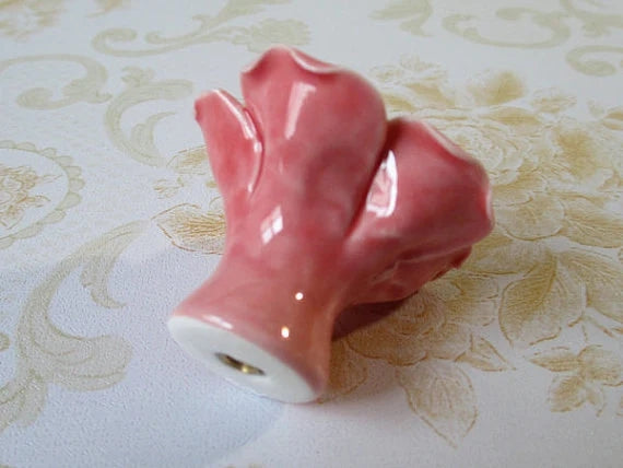 Pink Rose Drawer Pulls, Flower Knobs, Floral Kitchen Cabinet Hardware, Handmade