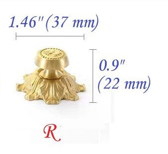 Brass Flower Patterned Knobs, Floral Drawer Pulls, Brushed Gold, Kitchen Cabinet Hardware