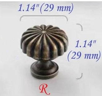 Classic Antique Bronze Cabinet Knob, Solid Brass, Retro Vintage Victorian Rustic Kitchen Hardware