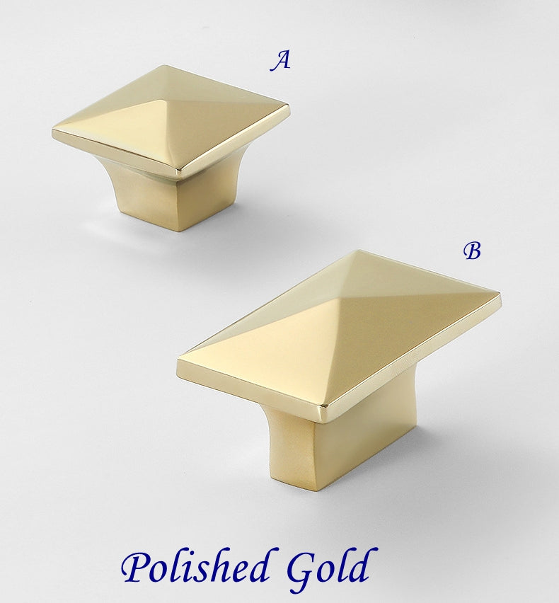 Rectangular Cabinet Pull Polished Gold Square Knobs