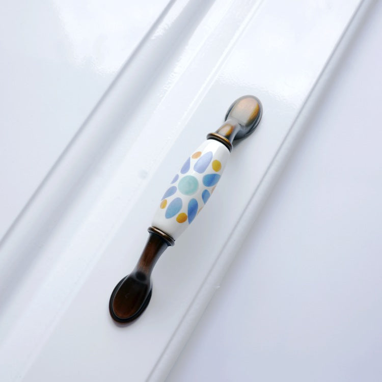 Colorful Porcelain Drawer Pulls, 3" 3.75" Centers, 4 Designs