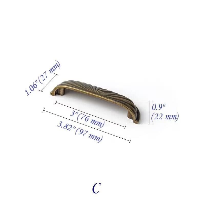 Poignée de tiroir en bronze antique avec trous de 2,5", 2 1/2", 3", 5".