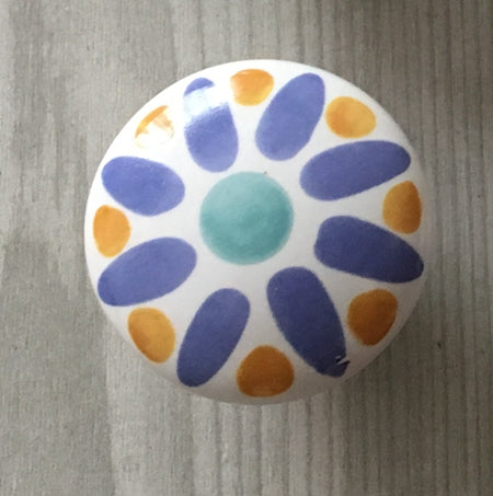 Colorful Porcelain Drawer Pulls, 3" 3.75" Centers, 4 Designs