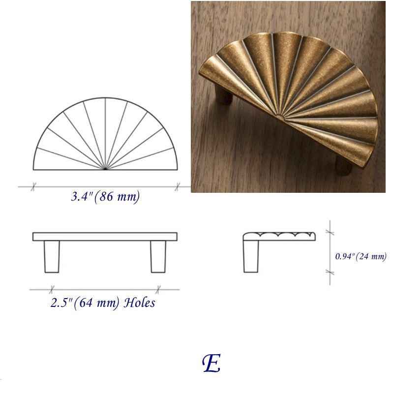 Sunburst Cup Handles & Semicircle Drawer Pulls, Antique Bronze
