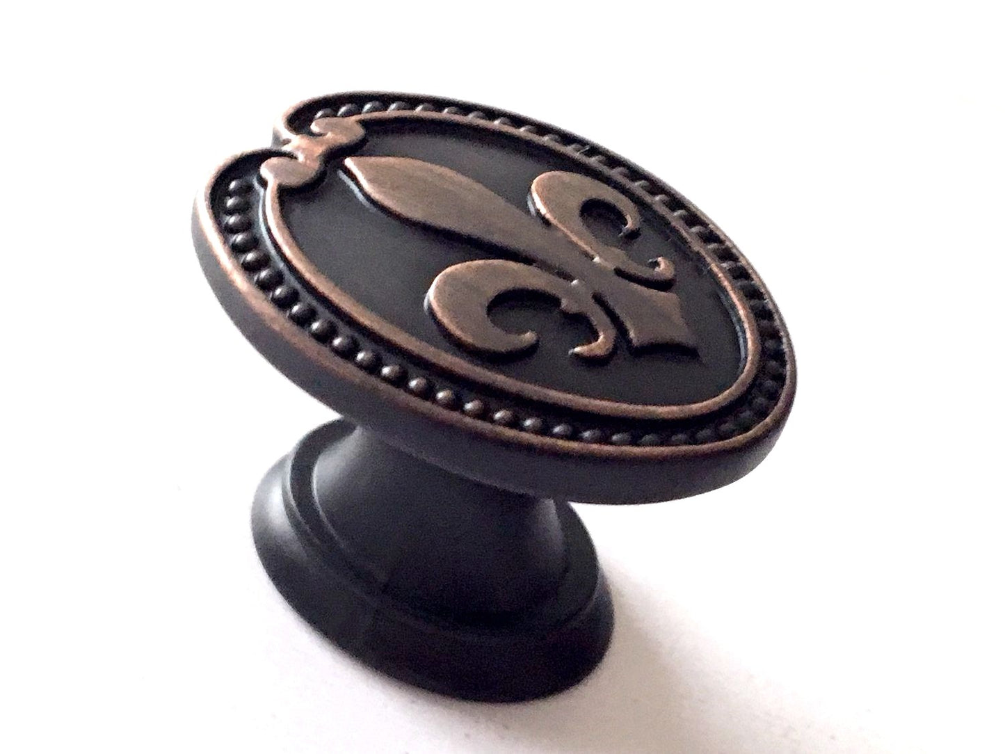Fleur De Lis Cabinet Pulls and Knobs, 3.75" Centers, Bronze, Creamy White