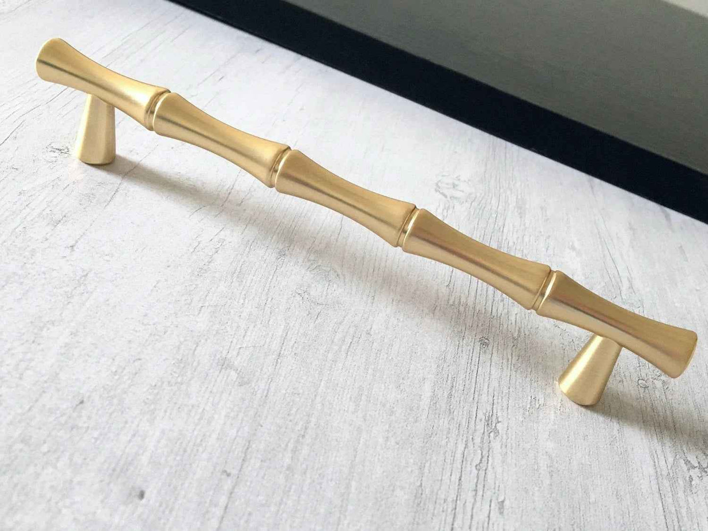 3.75" 5" Satin Gold Bamboo Drawer Pull & T Knob - 96 128 mm