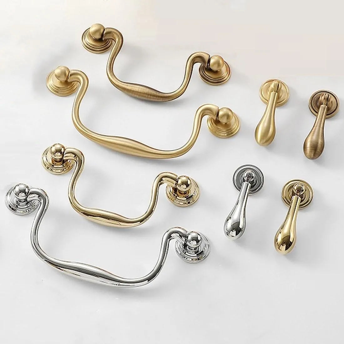 3.75" 5" Centers Brass Swan Neck Bail Pull 96 128 mm Holes | Lynns Hardware