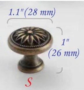 Classic Antique Bronze Cabinet Knob, Solid Brass, Retro Vintage Victorian Rustic Kitchen Hardware