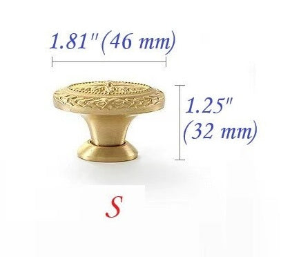 Brass Flower Patterned Knobs, Floral Drawer Pulls, Brushed Gold, Kitchen Cabinet Hardware