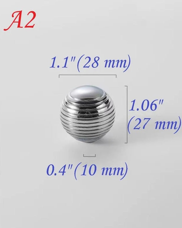 Silver Beehive Brass Knob Cabinet Hardware Ball Drawer Pulls Polished Chrome